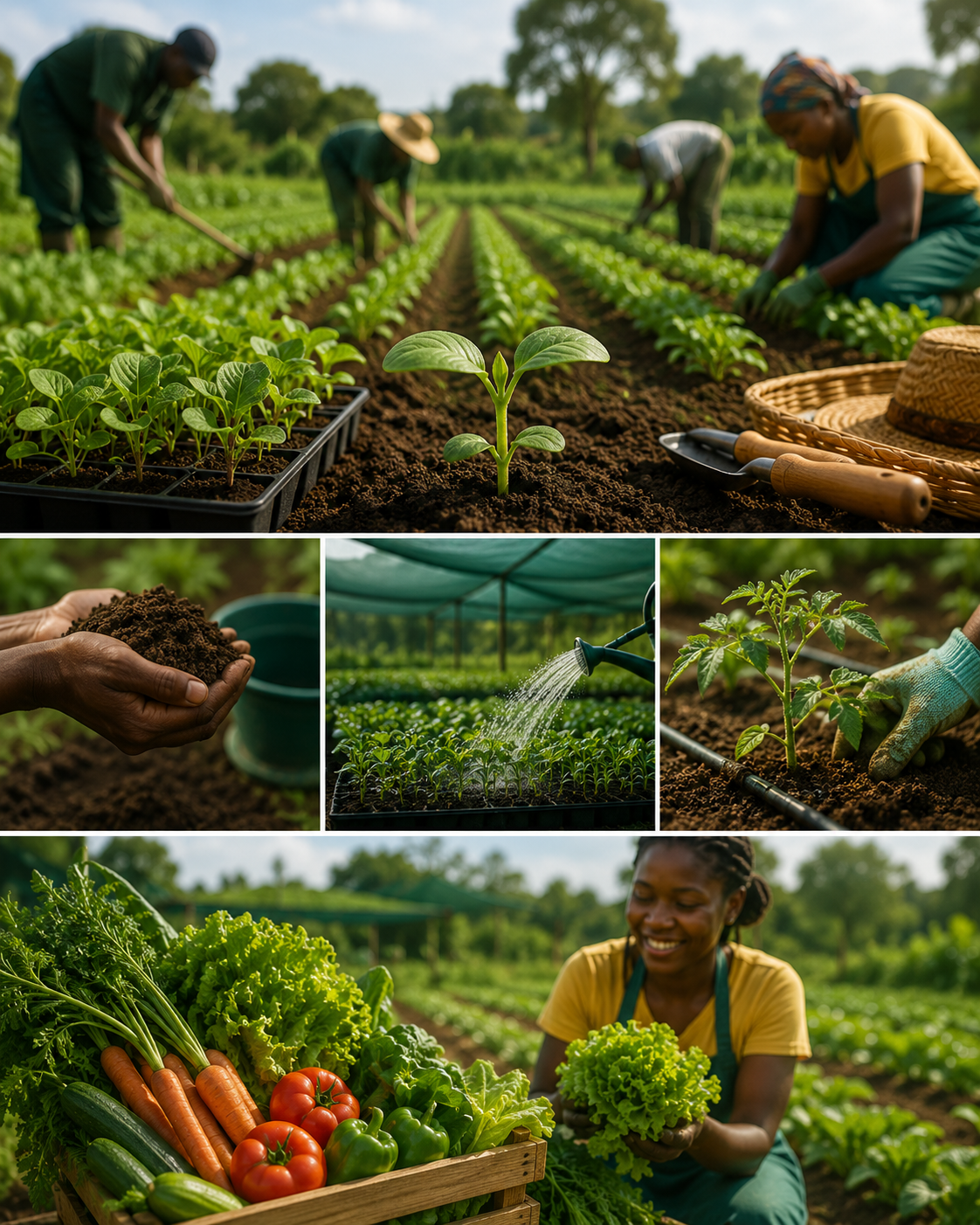 Agriculture and food systems represented through crop production, food, enterprise, nutrition and agricultural technology
