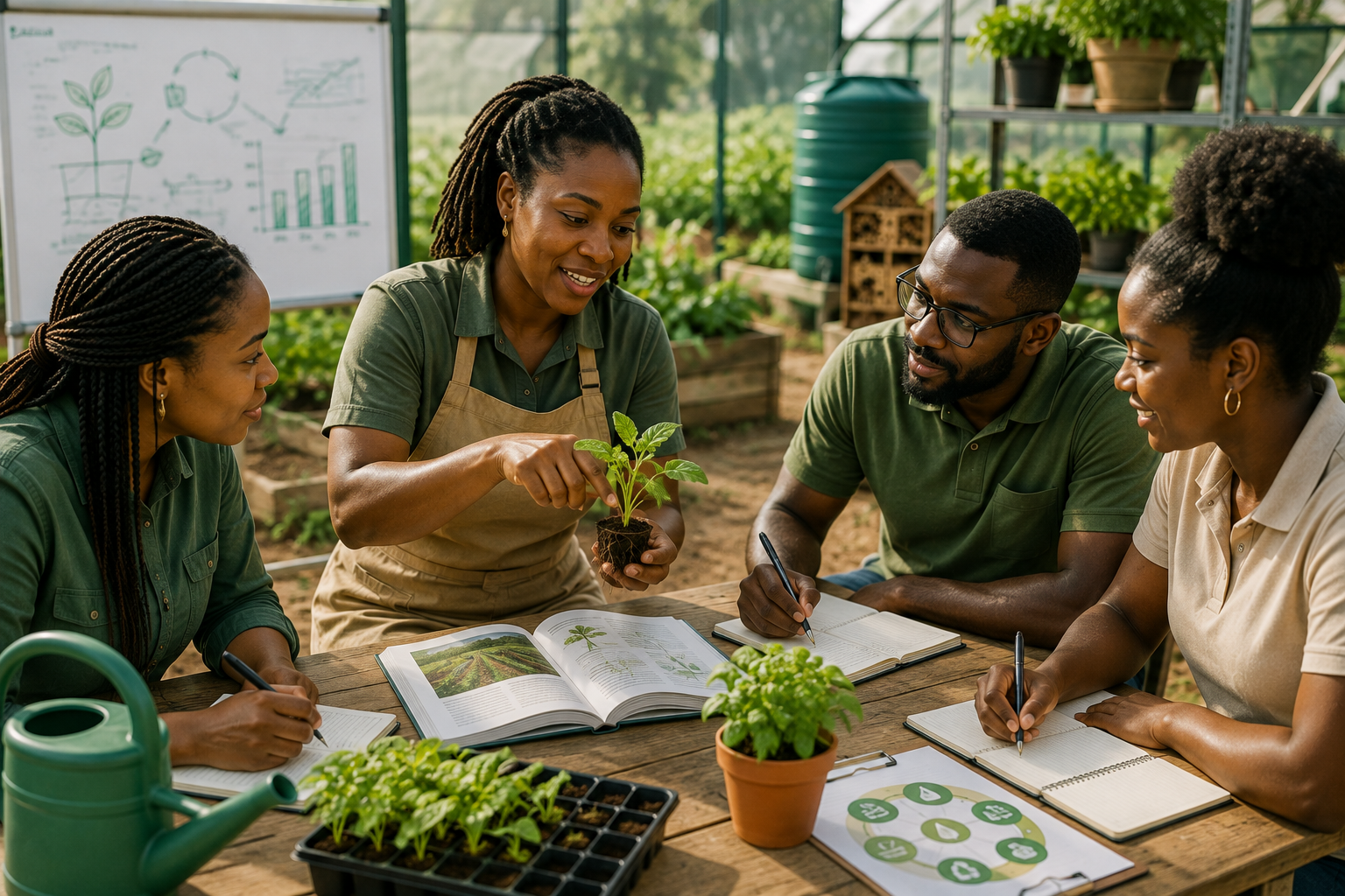 African farmer participating in practical agricultural learning