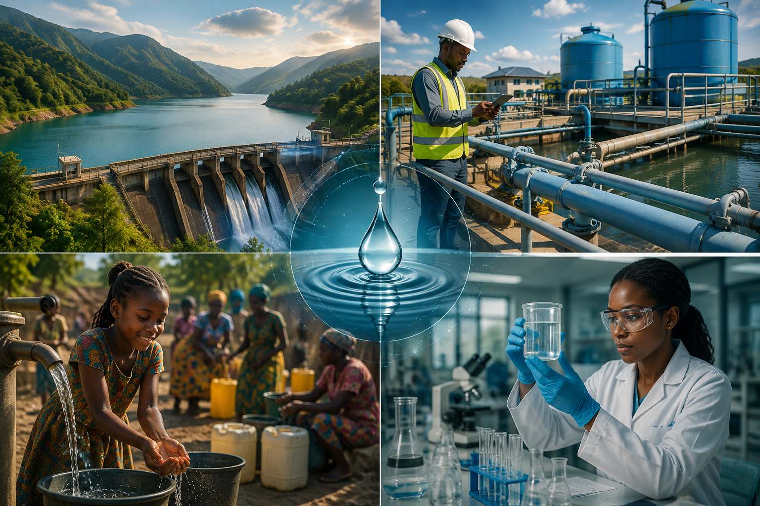Integrated water systems showing water resources, quality, agriculture and community water security