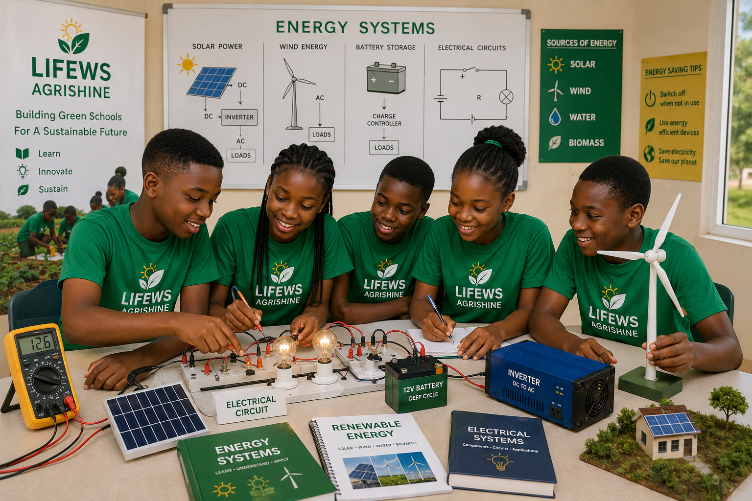 Energy technician using a practical guide during renewable-energy installation