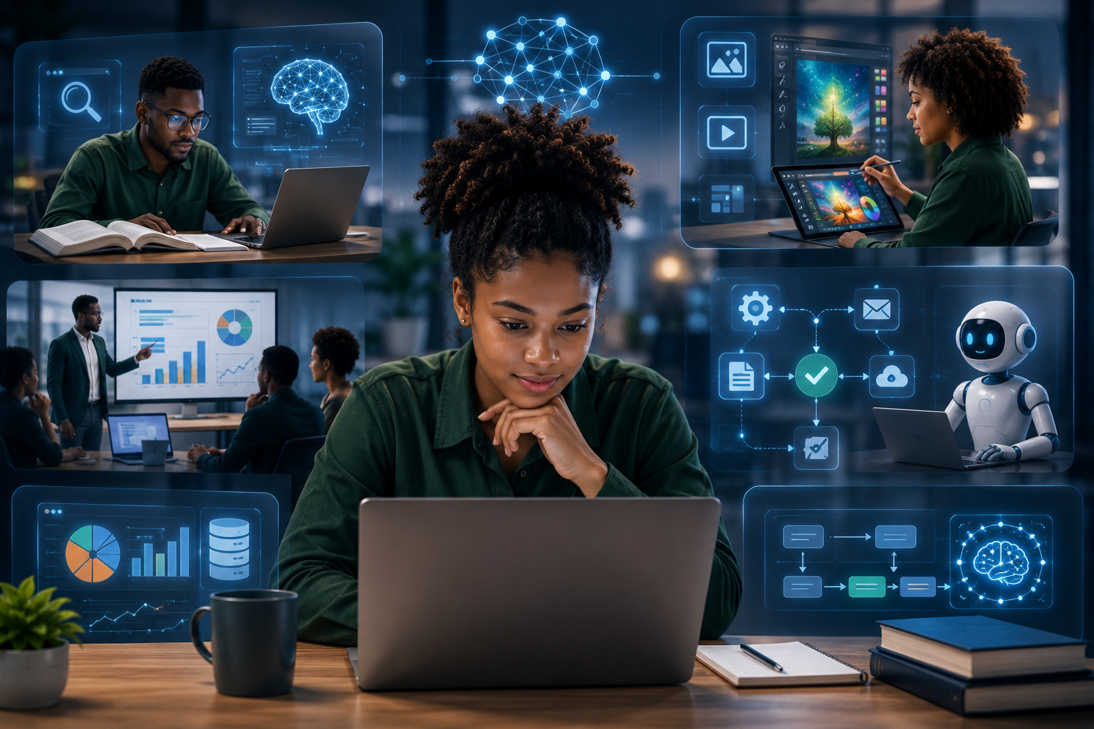 African professionals using artificial intelligence at work