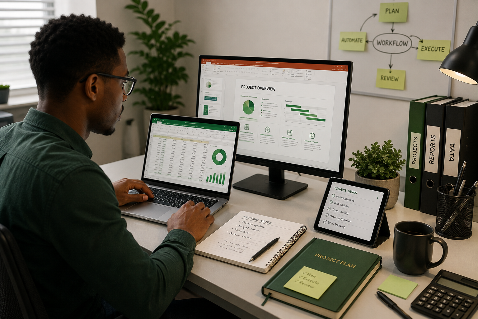 Professional using artificial intelligence for productivity and office work