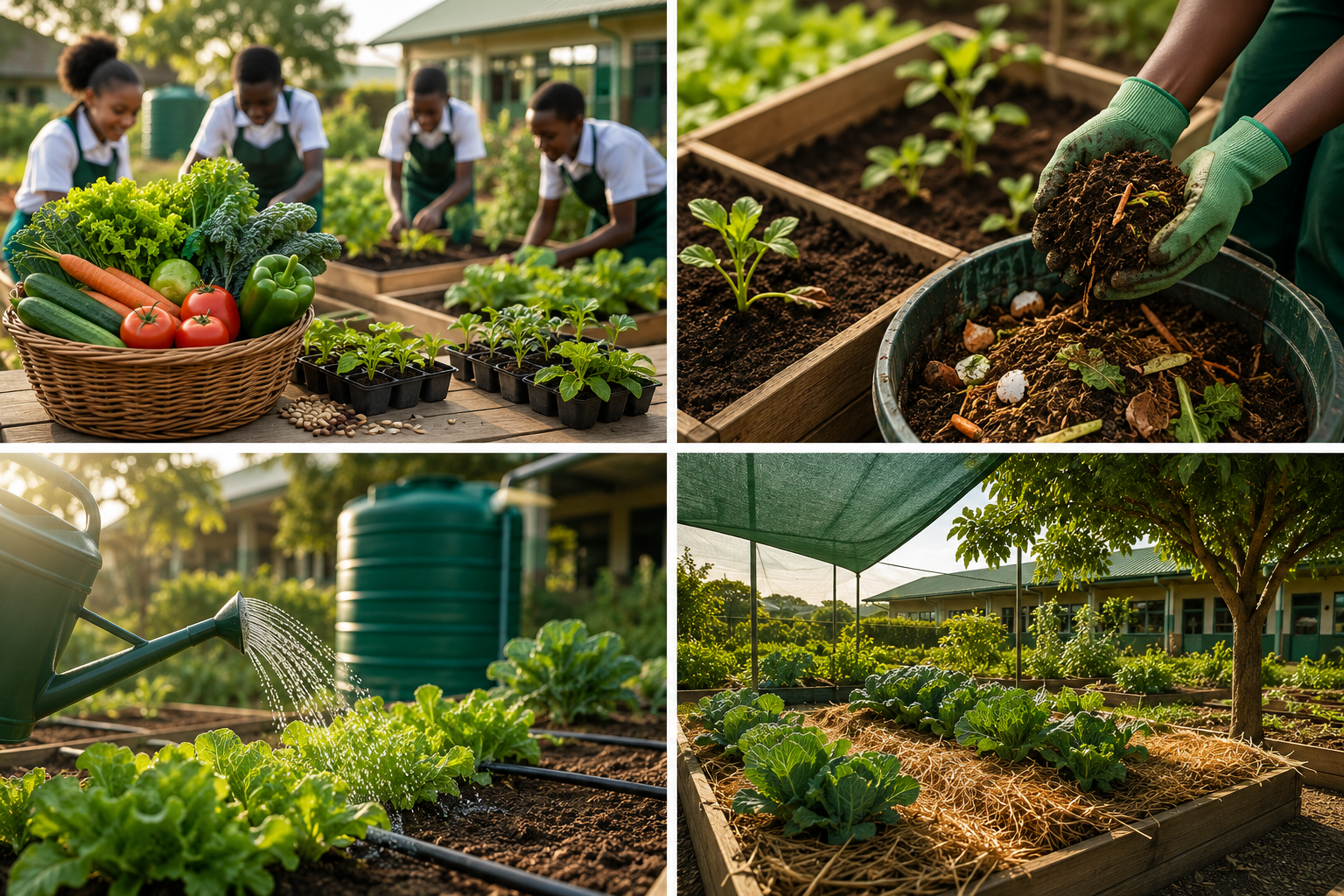 School garden crop production and maintenance learning stage